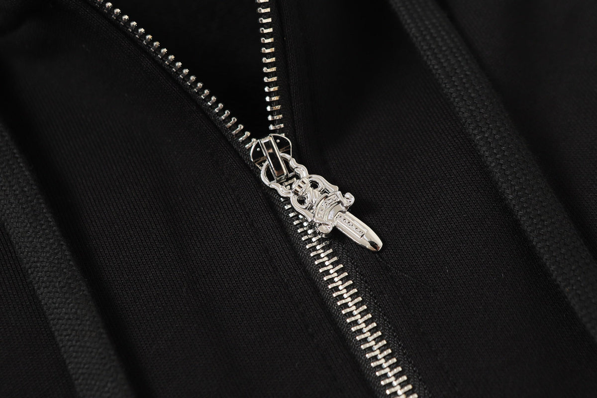 Chrome Hearts Colorful Rhinestone Hoodie - Black Gothic Street 2608